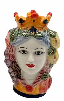 Oldenhof Siciliaans Hoofd Vrouw S ø 10 Cm X 14 Cm Aardewerk Multicolor