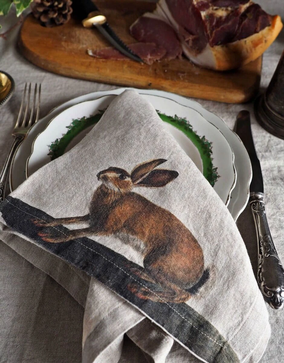 Oldenhof Wild Animals servet 45 x 45 cm linnen 6 stuks Oldenhof Wild Animals Servet 45 X 45 Cm Linnen 6 Stuks -Exporteren Oldenhof winkel 5 printed napkins hare linoroom