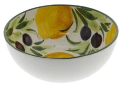 Oldenhof Ronde Schaal Met Citroenen En Olijven ø 21 Cm Aardewerk Wit