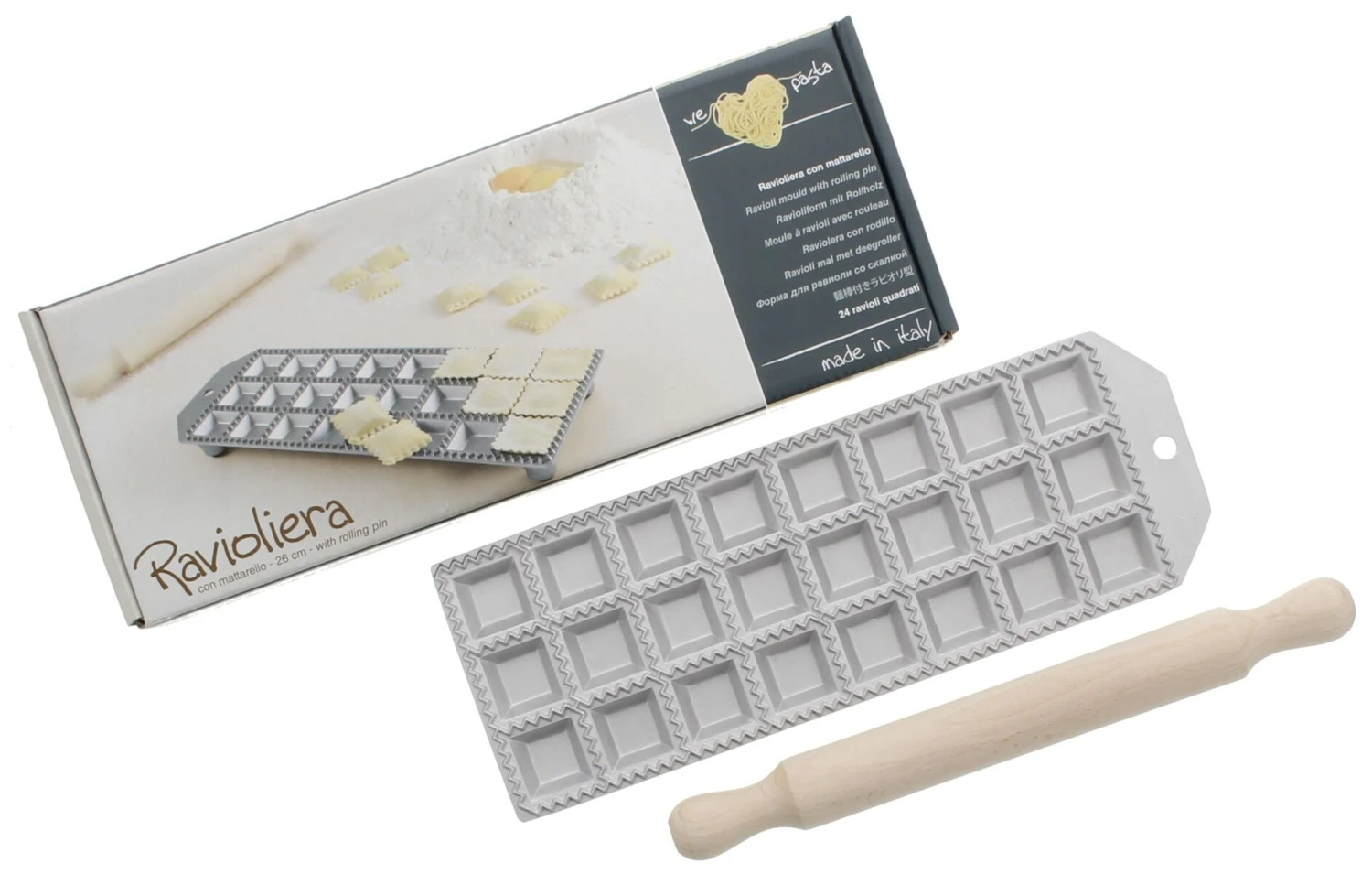 Oldenhof ravioliplaat 24 stuks vierkant 32mm x 32mm aluminium met deegroller in geschenkverpakking Oldenhof Ravioliplaat 24 Stuks Vierkant 32mm X 32mm Aluminium Met Deegroller In Geschenkverpakking -Exporteren Oldenhof winkel 906 101