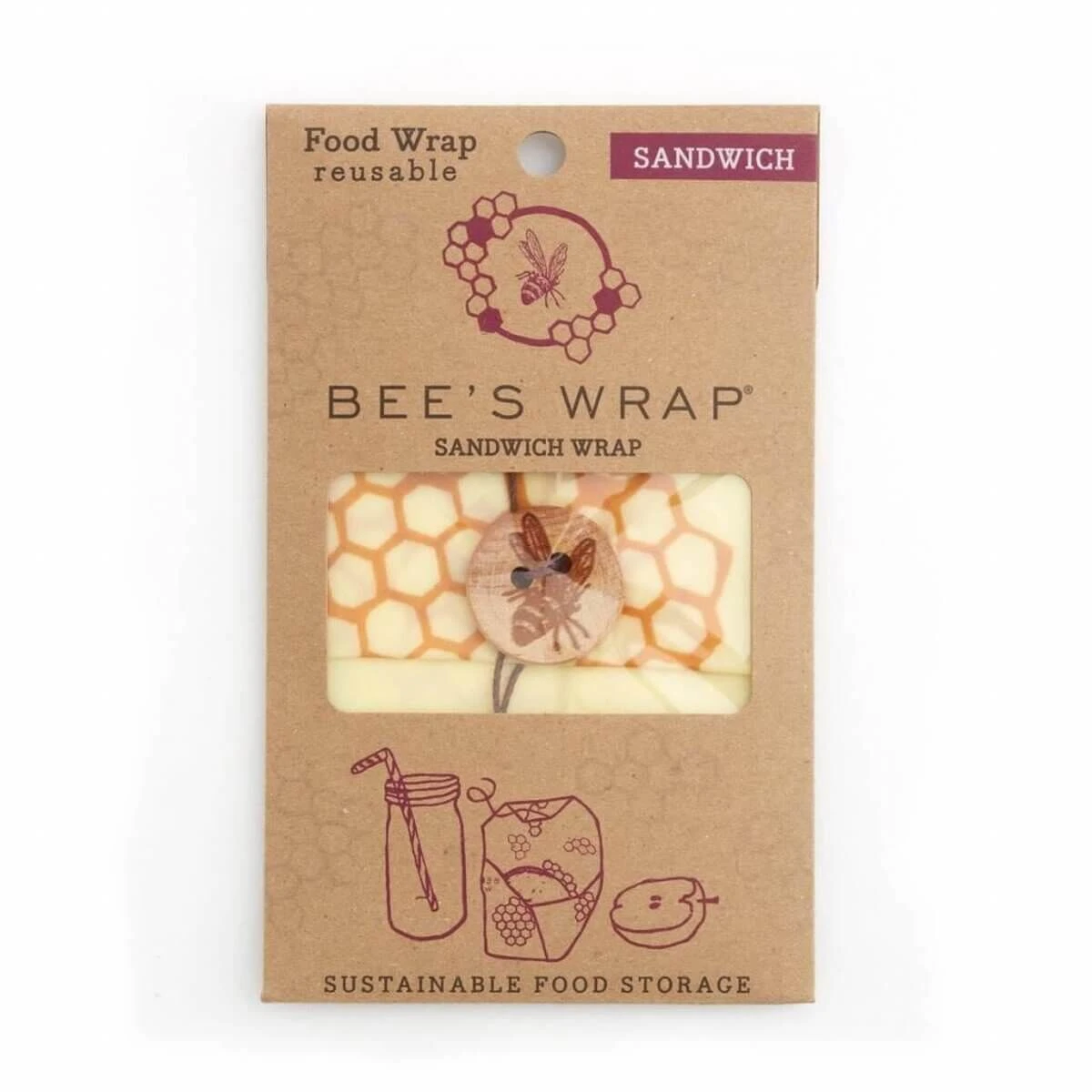 Bee's Wrap Sandwich herbruikbare Food Wrap 33 x 33 cm Bee's Wrap Sandwich Herbruikbare Food Wrap 33 X 33 Cm -Exporteren Oldenhof winkel