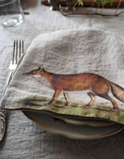 Oldenhof Wild Animals Servet 45 X 45 Cm Linnen 6 Stuks 8 Oldenhof Wild Animals Servet 45 X 45 Cm Linnen 6 Stuks -Exporteren Oldenhof winkel fox linen napkin