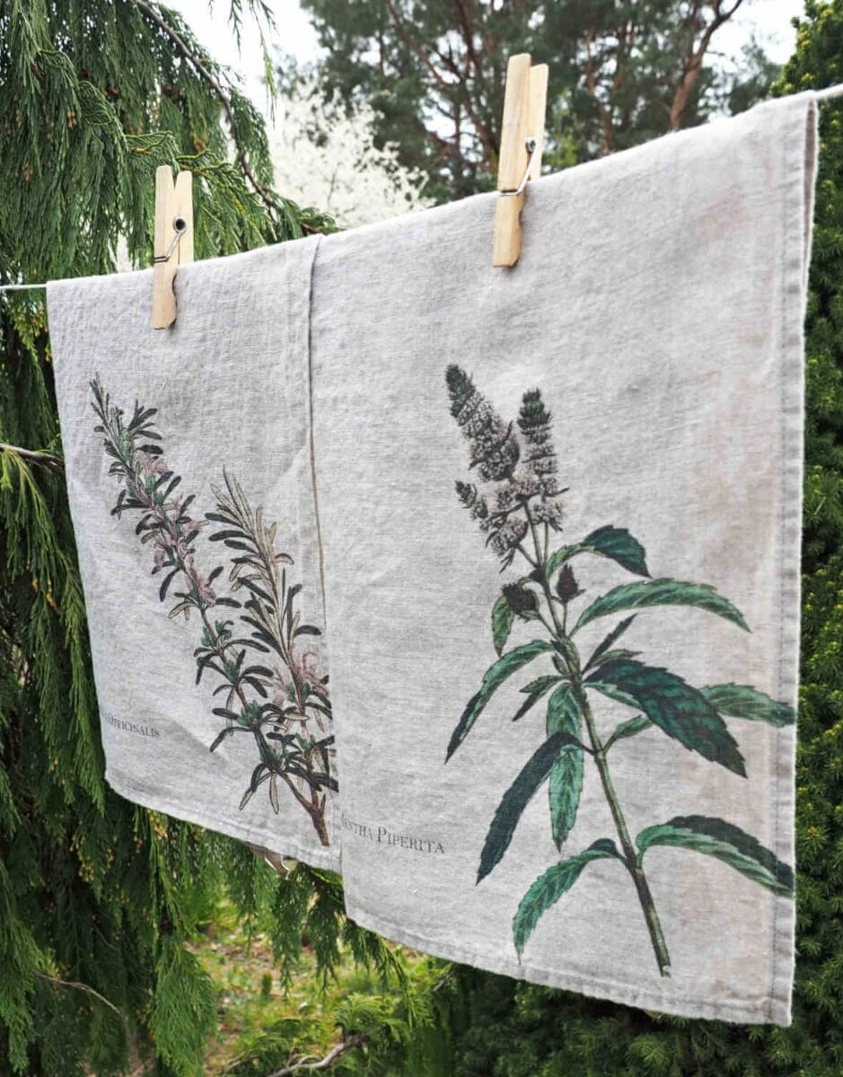 Oldenhof Mint & Rosemary handdoek 42 x 60 cm linnen 2 stuks Oldenhof Mint & Rosemary Handdoek 42 X 60 Cm Linnen 2 Stuks -Exporteren Oldenhof winkel herbal linen tea towels by linoroom