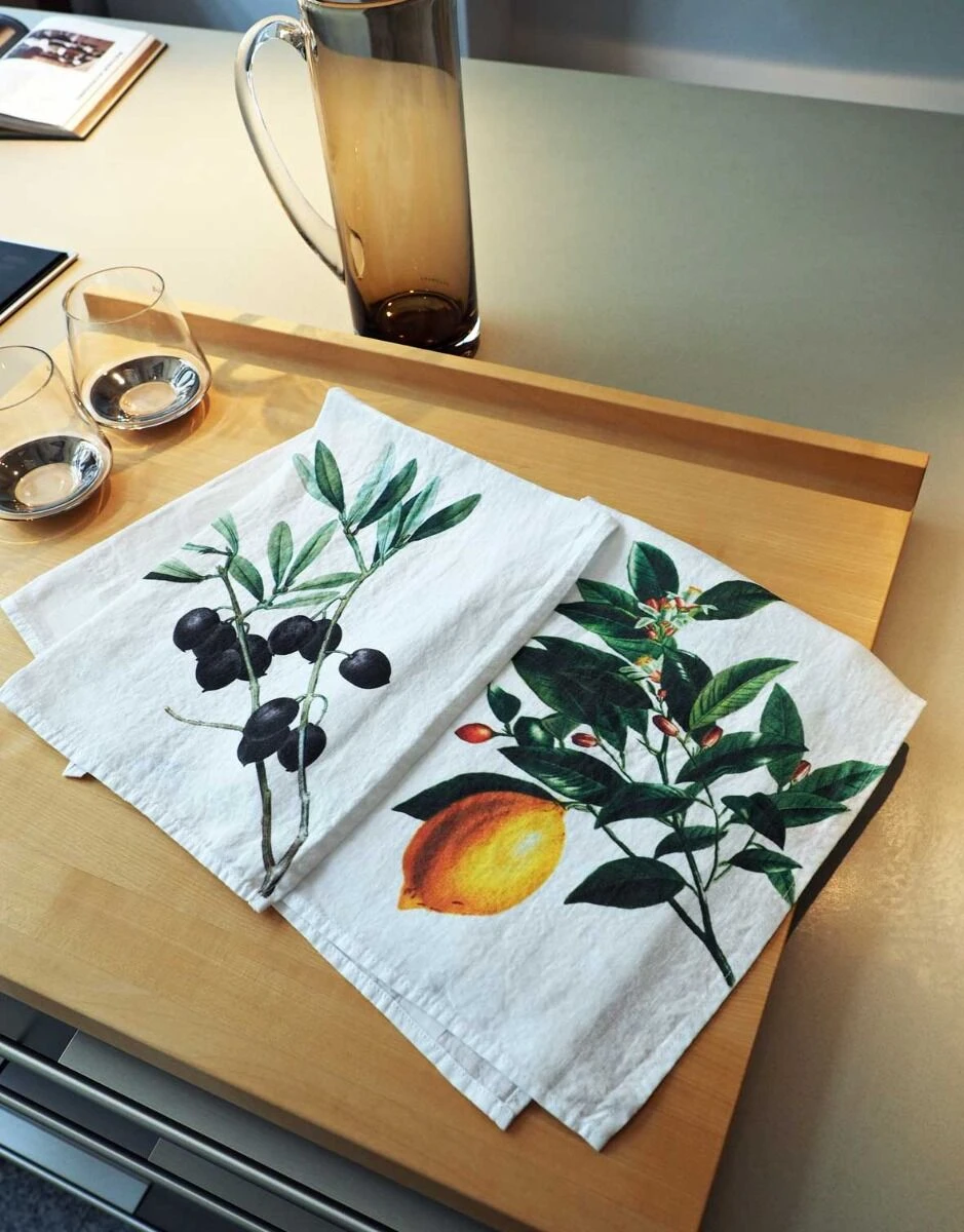 Oldenhof Olives & Lemon handdoek 42 x 60 cm linnen 2 stuks Oldenhof Olives & Lemon Handdoek 42 X 60 Cm Linnen 2 Stuks -Exporteren Oldenhof winkel lemon and olive kitchen towels 3