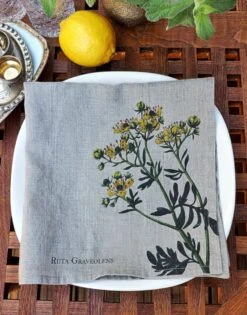 Oldenhof Herbs Servet 45 X 45 Cm Linnen 6 Stuks -Exporteren Oldenhof winkel linen napkins spice herbs floral linoroom 3