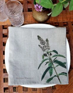 Oldenhof Herbs Servet 45 X 45 Cm Linnen 6 Stuks -Exporteren Oldenhof winkel linen napkins spice herbs floral linoroom 4