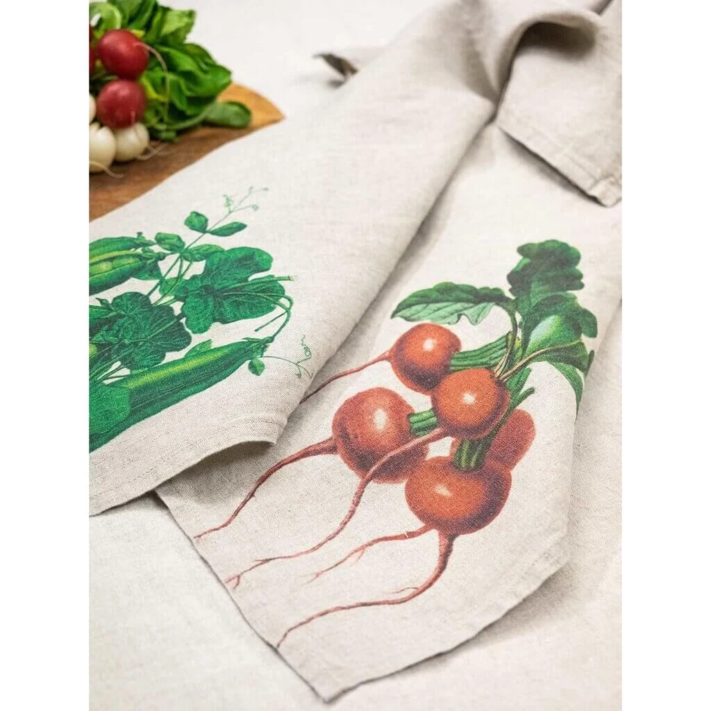 Oldenhof Radish & Peas handdoek 42 x 60 cm linnen 2 stuks Oldenhof Radish & Peas Handdoek 42 X 60 Cm Linnen 2 Stuks -Exporteren Oldenhof winkel linoroom kitchen towels radish and peas vertical