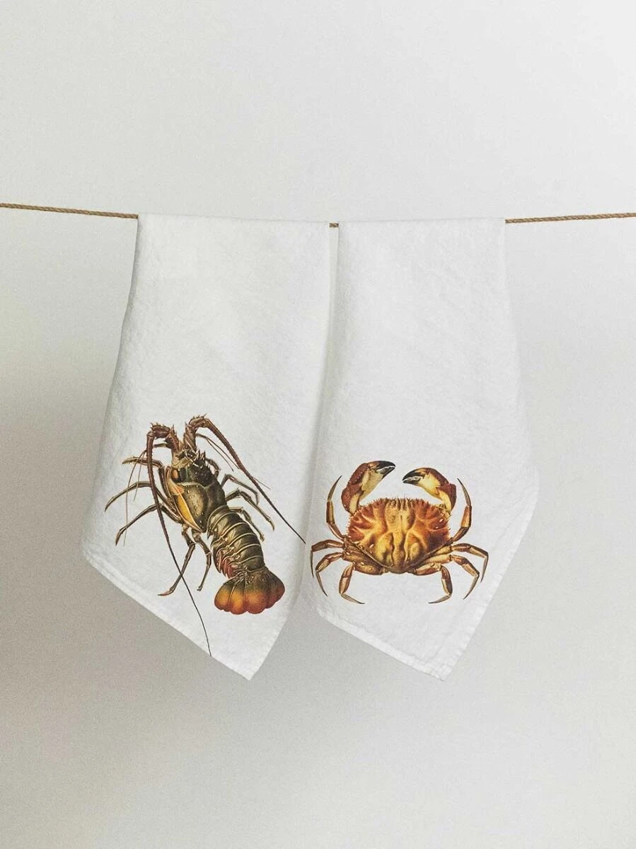 Oldenhof Crab & Lobster handdoek 42 x 60 cm linnen 2 stuks Oldenhof Crab & Lobster Handdoek 42 X 60 Cm Linnen 2 Stuks -Exporteren Oldenhof winkel linoroom kitchen towels sea animals vertical lr5