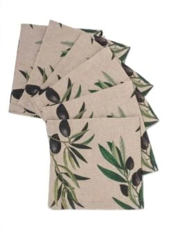 Oldenhof Olives Servet 45 X 45 Cm Linnen 6 Stuks -Exporteren Oldenhof winkel linoroom napkins olives vertical lr4