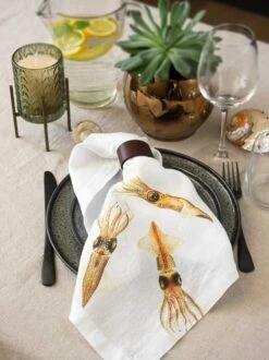 Oldenhof Sea Animals Servet 45 X 45 Cm Linnen 6 Stuks -Exporteren Oldenhof winkel linoroom napkins sea animals vertical lr16