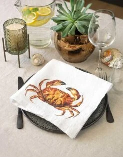 Oldenhof Sea Animals Servet 45 X 45 Cm Linnen 6 Stuks -Exporteren Oldenhof winkel linoroom napkins sea animals vertical lr8 34