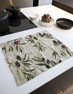 Oldenhof Olives Placemat 35 X 48 Cm Linnen 2 Stuks -Exporteren Oldenhof winkel olive print linen placemats