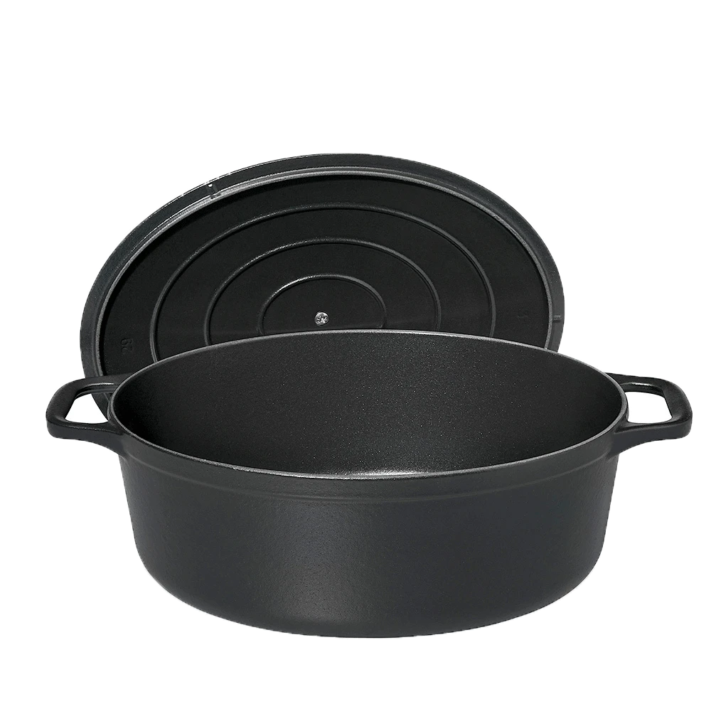 Chasseur braadpan ovaal 6 liter ø 31 cm gietijzer mat zwart Chasseur Braadpan Ovaal 6 Liter ø 31 Cm Gietijzer Mat Zwart -Exporteren Oldenhof winkel oval casserole black02 1