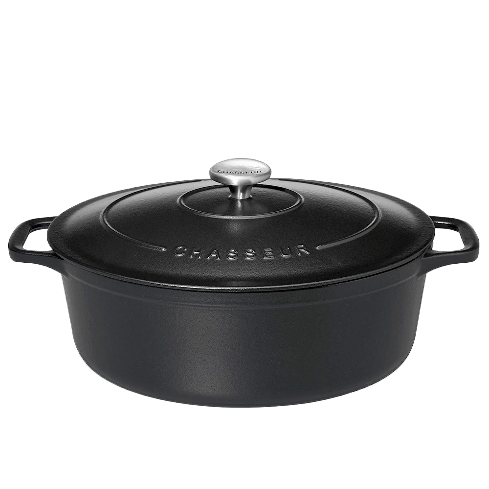 Chasseur braadpan ovaal 6 liter ø 31 cm gietijzer mat zwart Chasseur Braadpan Ovaal 6 Liter ø 31 Cm Gietijzer Mat Zwart -Exporteren Oldenhof winkel oval casserole black03 1