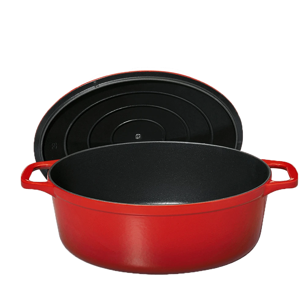 Chasseur braadpan ovaal 6 liter ø 31 cm gietijzer rood Chasseur Braadpan Ovaal 6 Liter ø 31 Cm Gietijzer Rood -Exporteren Oldenhof winkel oval casserole rouge02 1